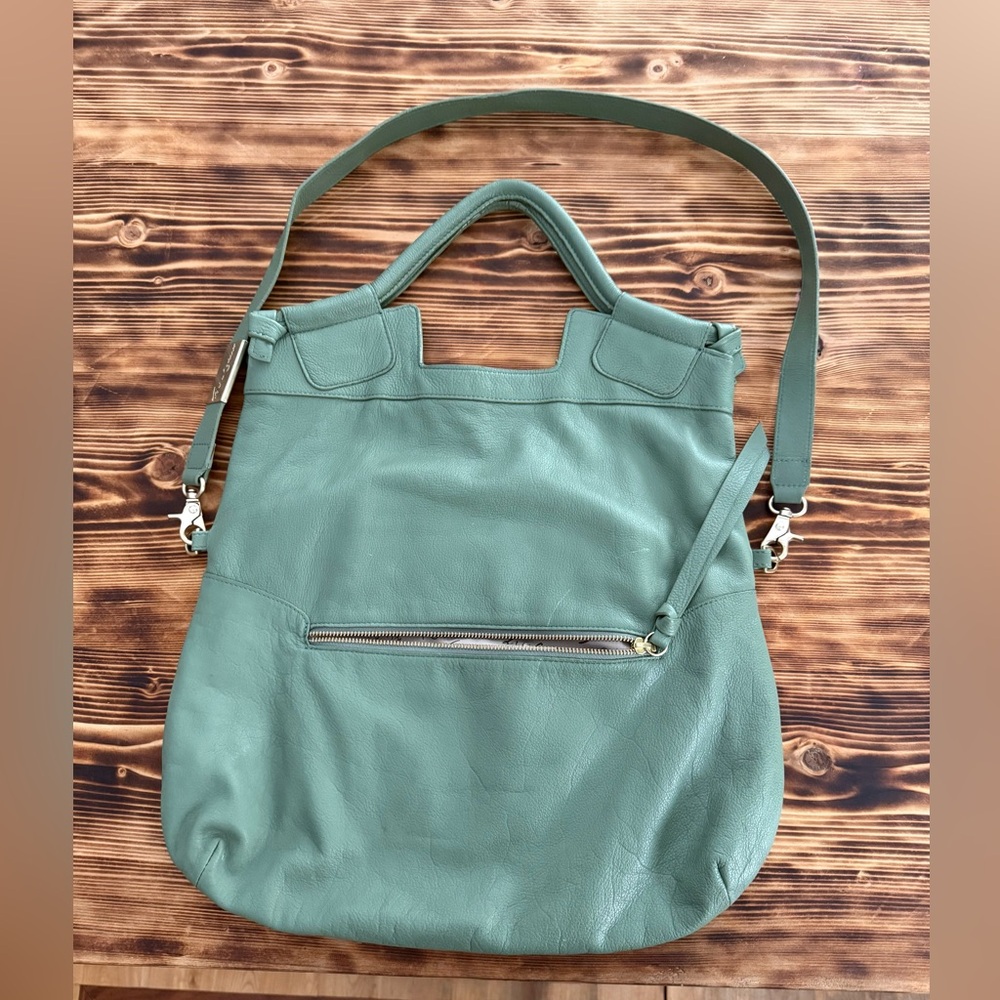 Foley & Corinna Mid City Leather Fold Over Tote Green